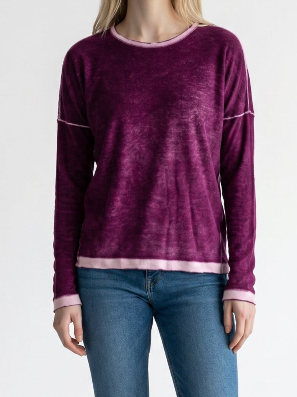 Kokun Overdye Fitted Crew Top Pink XS/S $198 Retail
